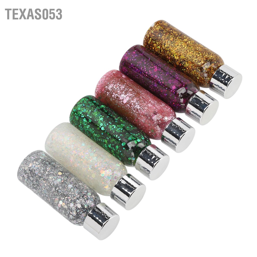 Texas053 Bộ 6 Màu Mịn Lấp Lánh Toàn Phương Thủ Công Mỹ Phẩm Cho Thân Móng Mặt Tóc Phấn Mắt Trang Điểm 180ML
