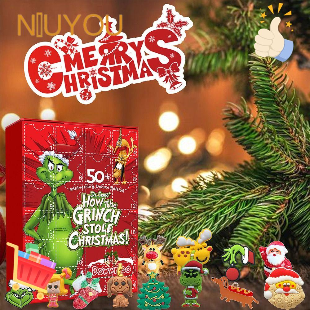 NIUYOU Hộp 24 Mô Hình Nhân Vật Anime Dễ Thương Dùng Làm Quà Tặng Dịp Giáng Sinh