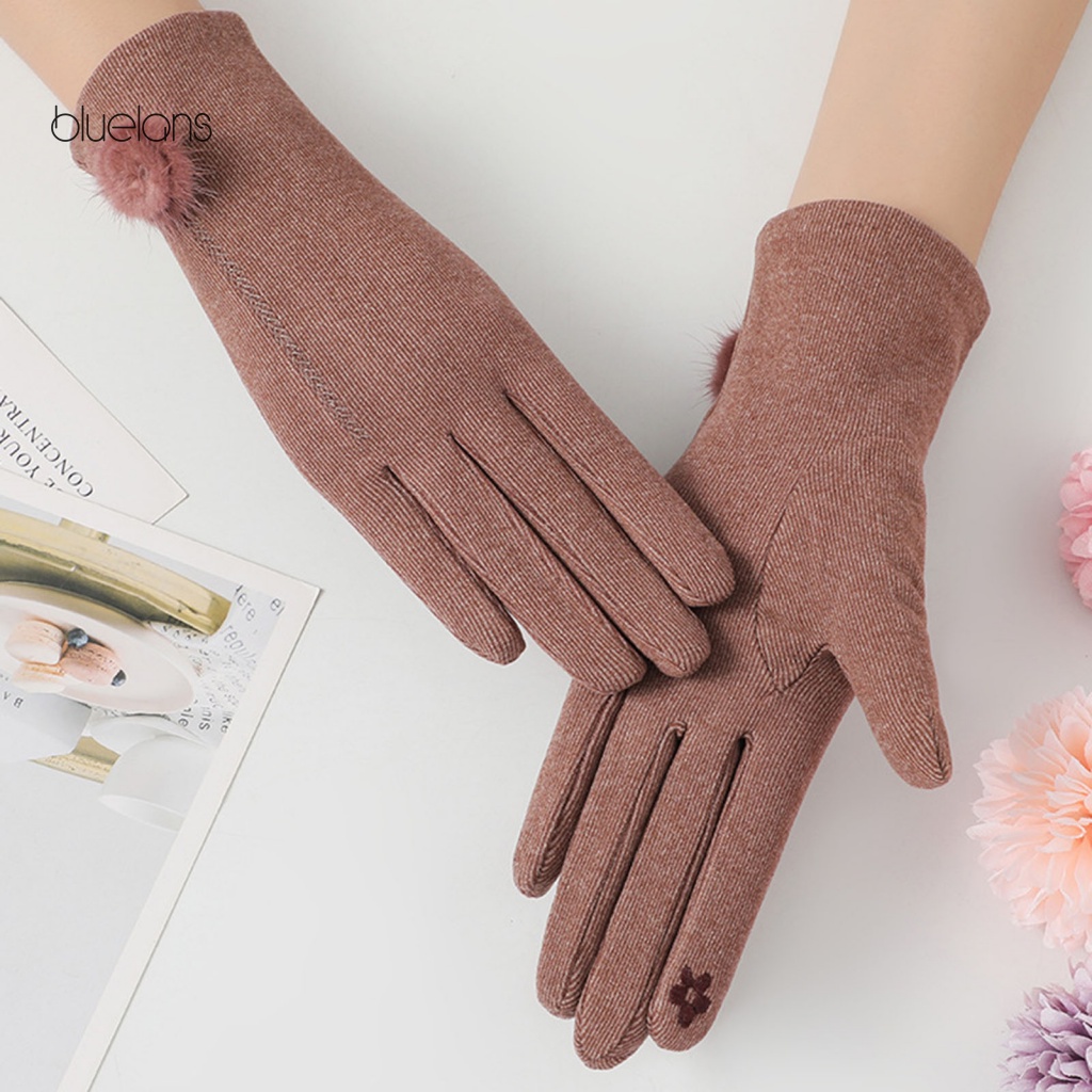 1 Đôi Găng Tay Lái Xe Máy Hở Ngón Có Thể Chạm Màn Hình Cảm Ứng Giữ Ấm Màu Trơn Chống Gió Phối Cục Bông Nhỏ Nhắ