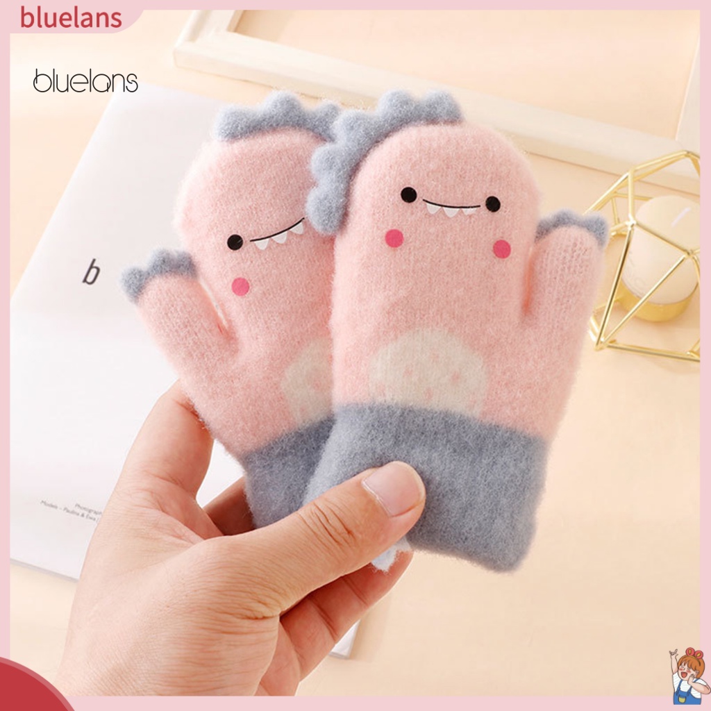 1 Đôi Găng Tay Giữ Ấm Hình Khủng Long Hoạt Hình Cho Bé