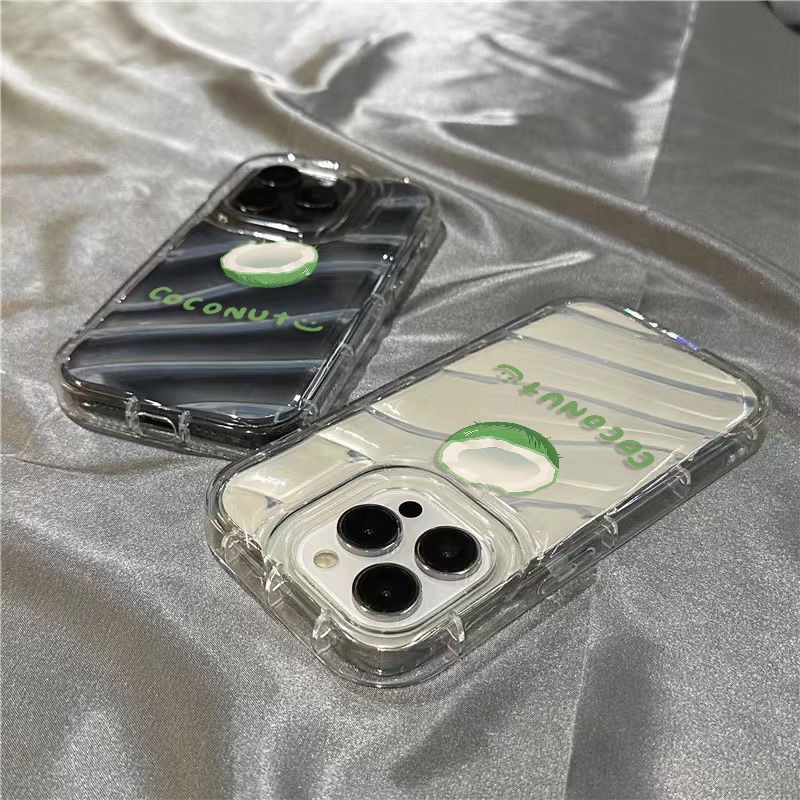 Ốp Điện Thoại Mềm Trong Suốt Họa Tiết Trái Dừa Dễ Thương Cho iPhone14promax 1312 / 11 7 / 8plus xr / sins L6IQ