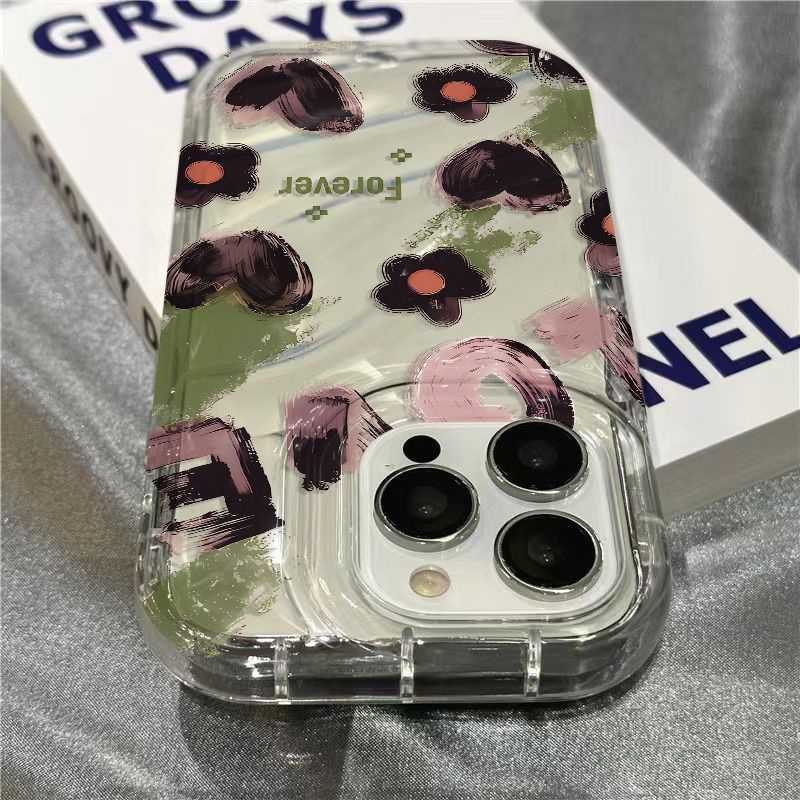 Ốp Điện Thoại Mềm Trong Suốt Họa Tiết Hoa / Trái Tim Dễ Thương Cho Iphone 14Promax 1312 / 11 7 / 8plus xr / sins B6TK