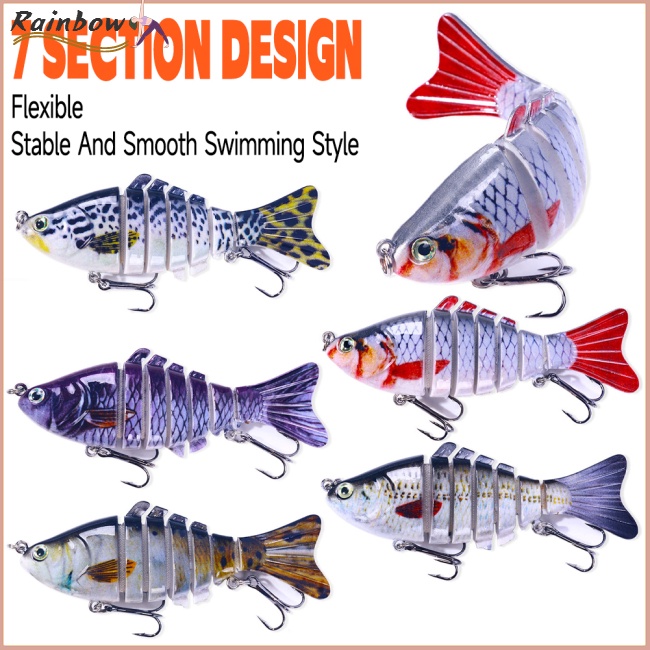 Set 5 Mồi Giả Nhử Cá 7 Khớp Nối Bằng Nhựa Gắn Kèm Móc Câu Tiện Dụng