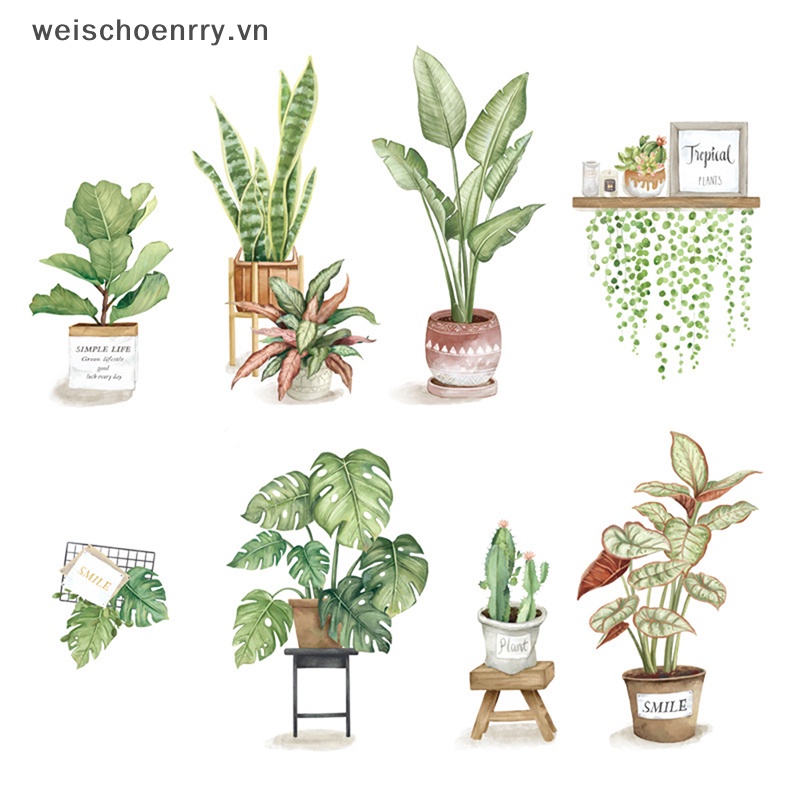 Giấy Dán Tường Bằng Vinyl Hình Cây Lá Nhiệt Đới Trang Trí Nhà Cửa