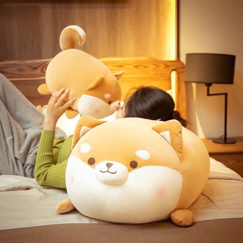 Panda~Đồ chơi nhồi bông Shiba Inu dễ thương, siêu co giãn, búp bê corgi mũm mĩm, búp bê chó siêu mềm, búp bê gối nằm, gối đồ chơi heo, quà sinh nhật 0077