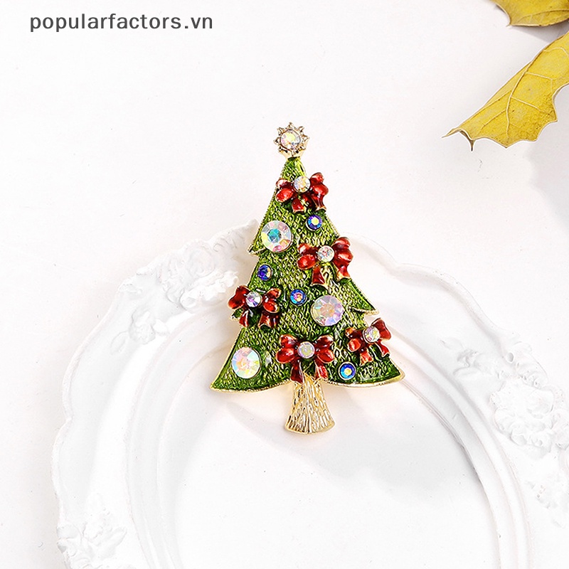 Ghim Cài Áo Hình Cây Thông Giáng Sinh Đính Đá Thời Trang Cho Nữ
