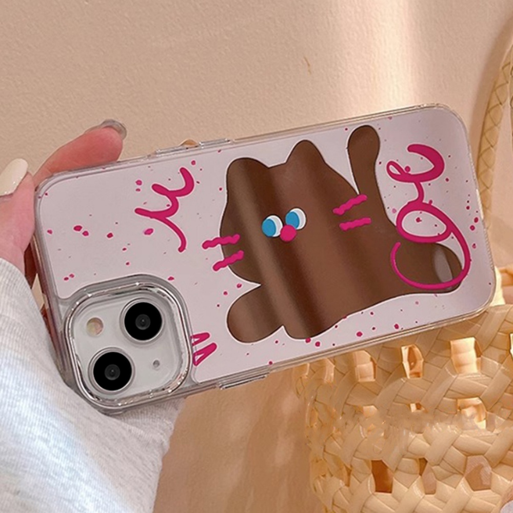 Ốp Điện Thoại Mềm Họa Tiết Mèo Hoạt Hình Gắn Gương Chống Sốc Cho iPhone 14 Pro Max 13 12 11 Pro Max XS XR