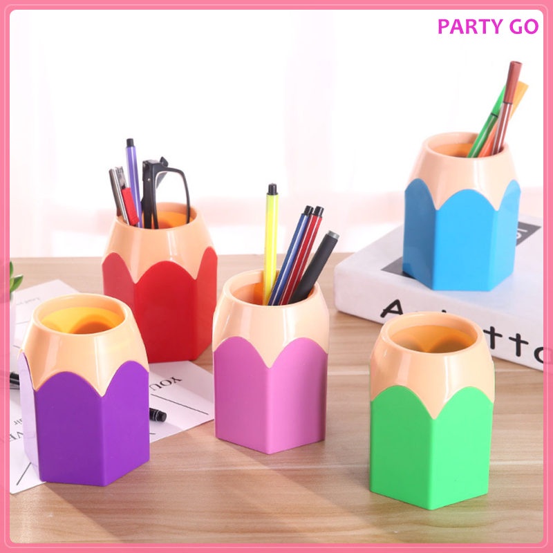 Bộ 5 Lọ Đựng Bút Hình Bút Chì Nhiều Màu Sắc Dễ Thương Để Bàn Tiện Dụng Cho Học Sinh / Văn Phòng