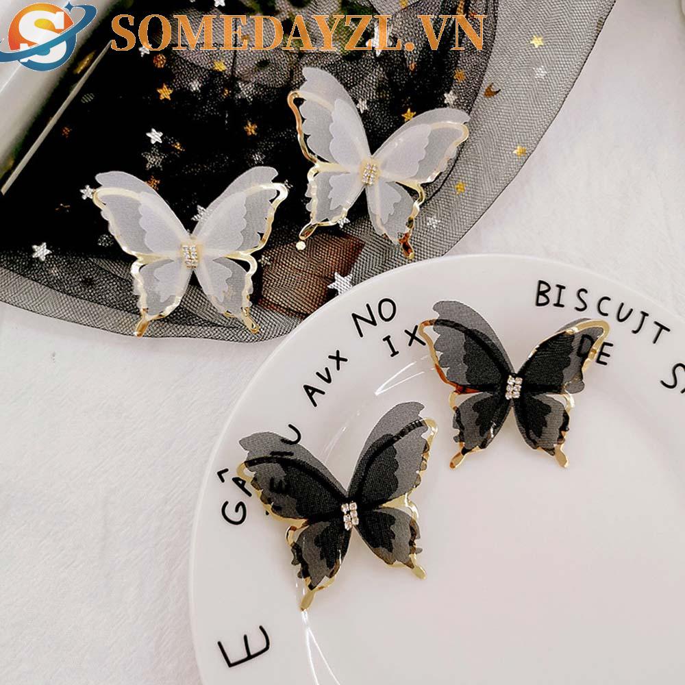 SOMEDAYZL Khuyên Tai Bạc Vải Tuyn Dễ Thương Thời Trang Cho Bạn Gái