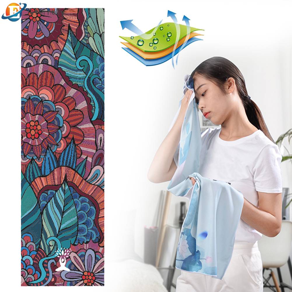 Khăn Tập Yoga Hai Lớp In Họa Tiết Chất Liệu Nhanh Khô Tiện Dụng