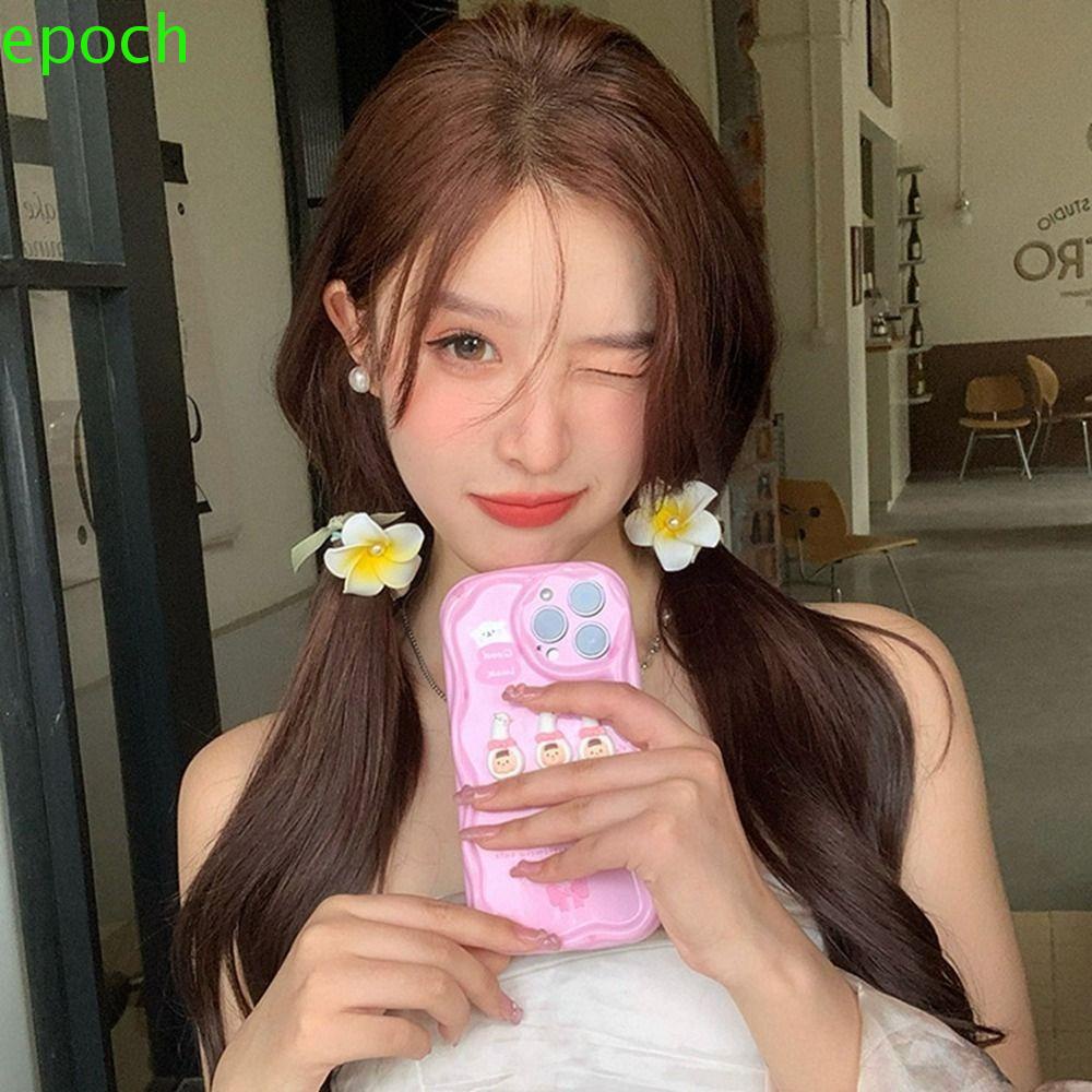 Epoch Kẹp Tóc Vải Đính Hoa Hợp Kim Phong Cách Hàn Quốc