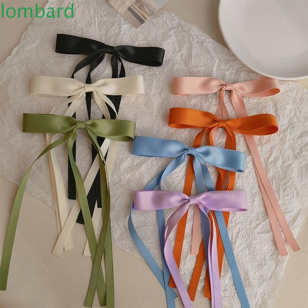 LOMBARD Kẹp Tóc Đính Nơ Tua Rua Dài Thời Trang Hàn Quốc Cho Nữ