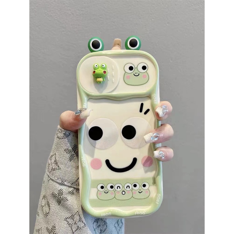 Ốp Điện Thoại Silicone Hoạ tiết hoạt hình 3D ếch mắt to Cho iPhone 12 13 14 15 Pro Max