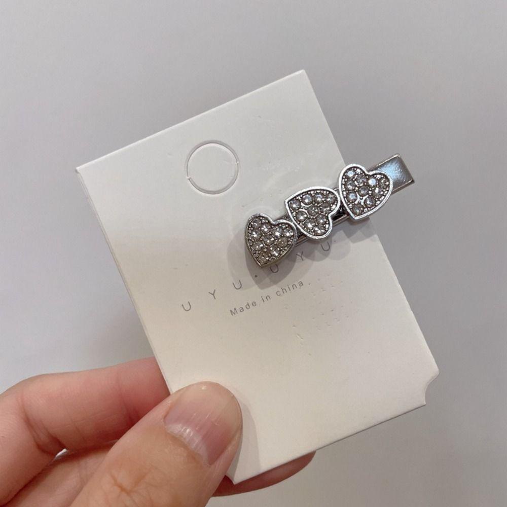 Kẹp Tóc Hình Ngôi Sao / Trái Tim Bằng Kim Loại Màu Bạc Cá Tính Cho Nữ