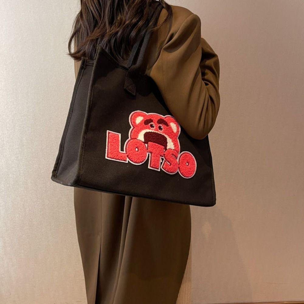 Túi Xách Đeo Chéo Đa Năng Cỡ Lớn In Họa Tiết Hoạt Hình Gấu / Dâu Tây Phong Cách Cổ Điển Thời Trang Cho Nam Và Nữ