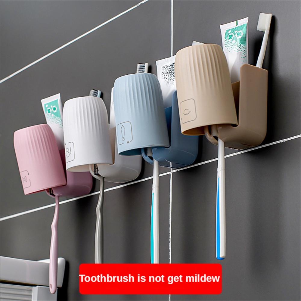 Giá Đỡ Bàn Chải Đánh Răng / Cốc Súc Miệng Gắn Tường Không Đục Lỗ Chống Thấm Nước