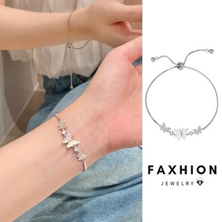 Faxhion Bướm Kéo Vòng Tay Nữ Thanh Lịch Zircon Bạc Dây Xích Vòng Tay Phụ Kiện Trang Sức