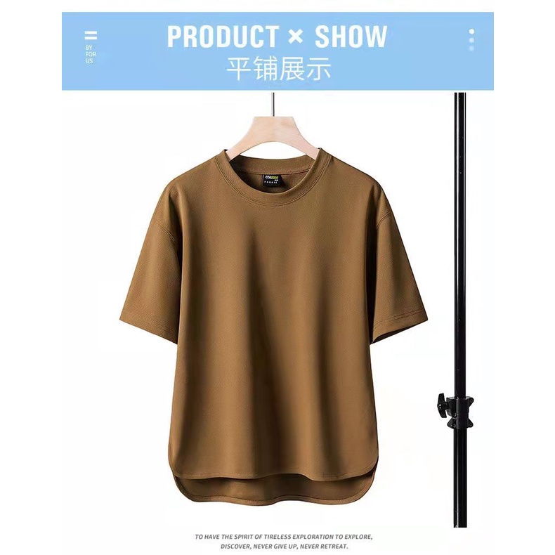 Áo Thun Tay Ngắn Cổ Tròn Màu Trơn Đơn Giản Thời Trang Xuân Hè Mới 2023 Size Lớn M-3xl