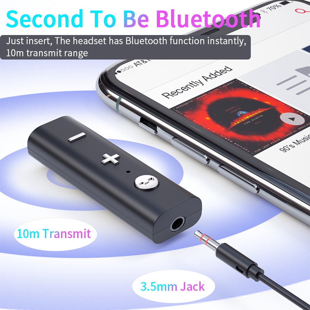 Thiết Bị Nhận Tín Hiệu Bluetooth 5.0 Essager Cho Tai Nghe Không Dây Jack Cắm 3.5mm