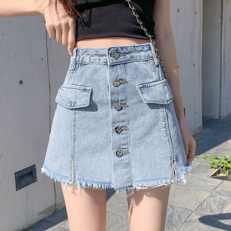 Chân Váy Jeans Mỏng Dáng A Ống Rộng Lưng Cao Thời Trang Mùa Hè Dành Cho Nữ 2023