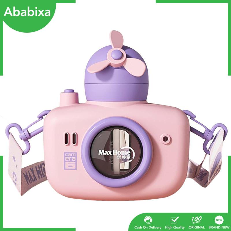 Bình Nước Hình Máy Ảnh Dung Tích 550ml Có Ống Hút Và Dây Đeo Cho Bé