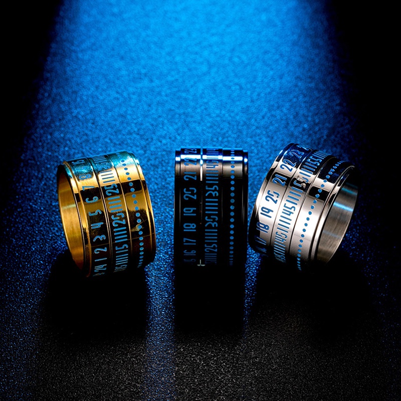 Ygt Nhẫn Thép Titan Xoay Được Có Lịch Số La Mã Sáng Tạo Cho Nam Và Nữ