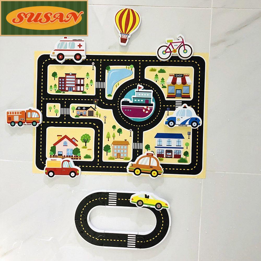 SUSANS Bộ 23 Đồ Chơi Nhà Tắm Hình Đường Giao Thông Bằng EVA Mềm Mại Giáo Dục Sớm Cho