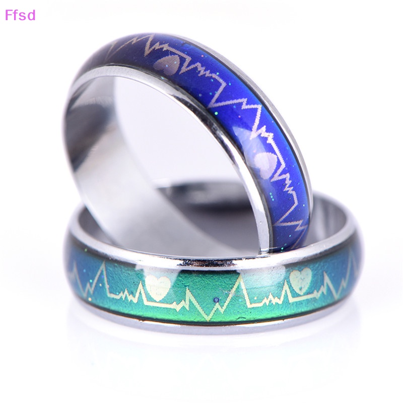 {Ffsd} Nhẫn Đính Hôn Cảm Xúc Nhiệt Độ Bằng Thép Titan Thời Trang Bán Chạy