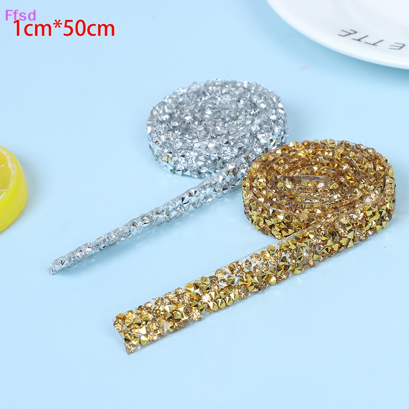 {Ffsd} Cuộn Dây Ruy Băng Đính Đá Pha Lê Cố Định Viền May Vá 1 Yard