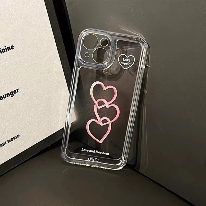 Ốp Điện Thoại Mềm Trong Suốt Chống Sốc Chống Rơi Họa Tiết Trái Tim Cho iPhone 14 13 12 11 Pro Max 14 Plus
