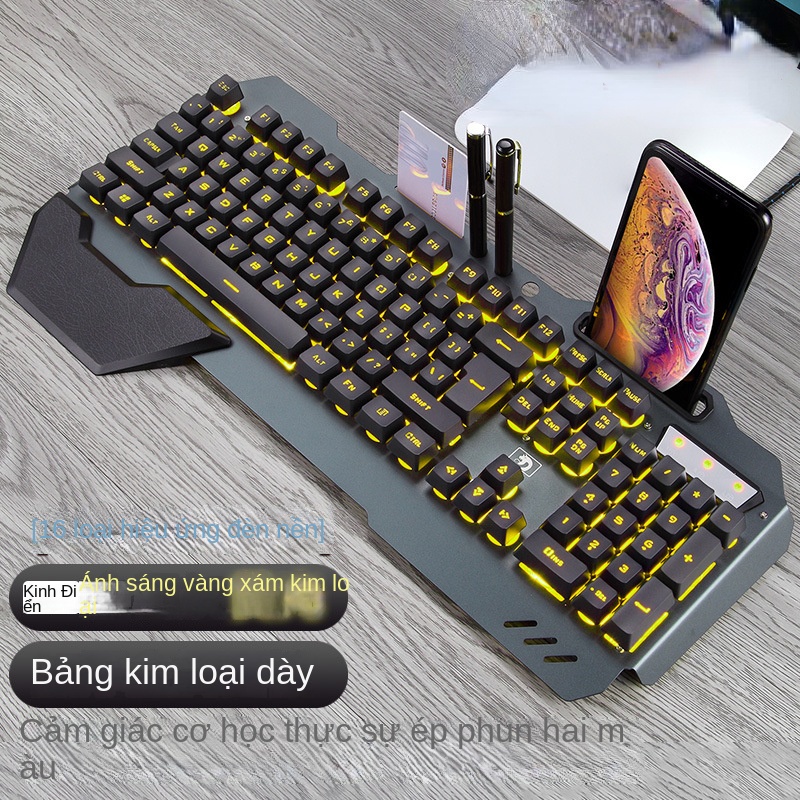 Bàn phím cơ  Bàn phím chơi game có đèn nền RGB có dây 104 phím với khe cắm điện thoại