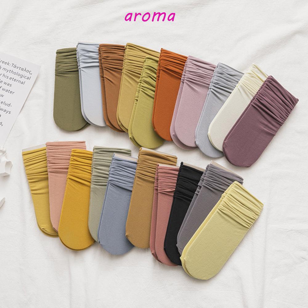 AROMA Đôi Vớ Co Giãn Thoáng Khí Màu Trơn Thời Trang Cho Nữ