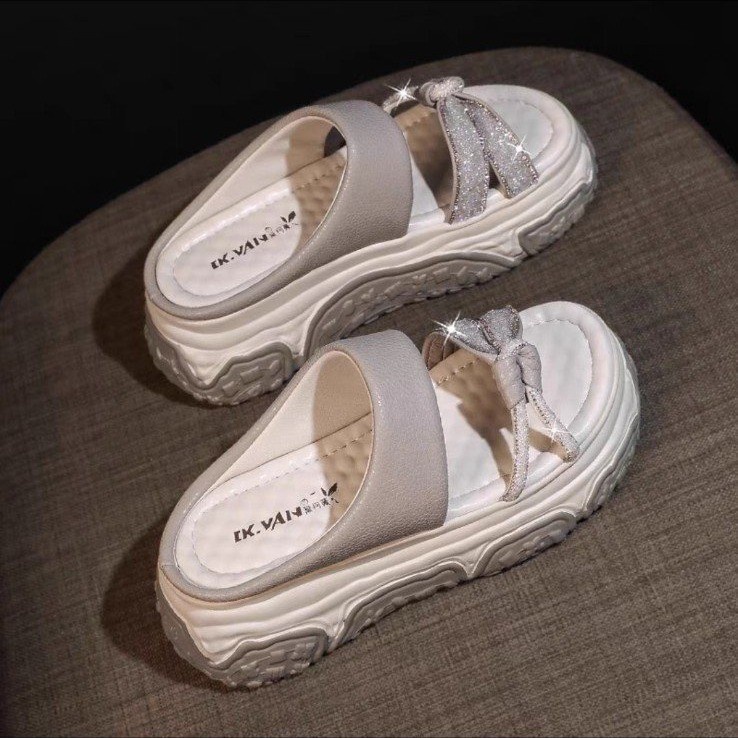 Sandal Đế Dày 6.5cm Đính Đá Phong Cách Thời Trang Mùa Hè Mới 2023 Dành Cho Nữ