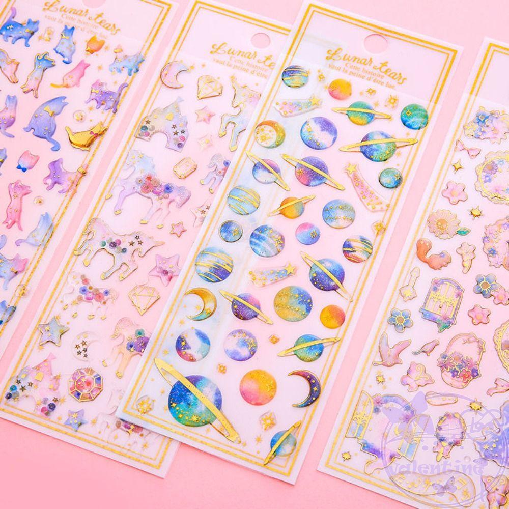 AVALENTINE Bộ 2 Tấm Sticker Dán Trang Trí Điện Thoại Laptop Hình Hành Tinh Dễ Thương DIY