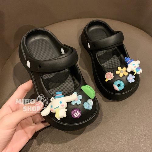 Dép Sục Cho Bé Gắn Charm Cinnamoroll Siêu Đẹp Mềm Êm Chân Dép Quảng Châu Loại 1 Dép Mary Jane