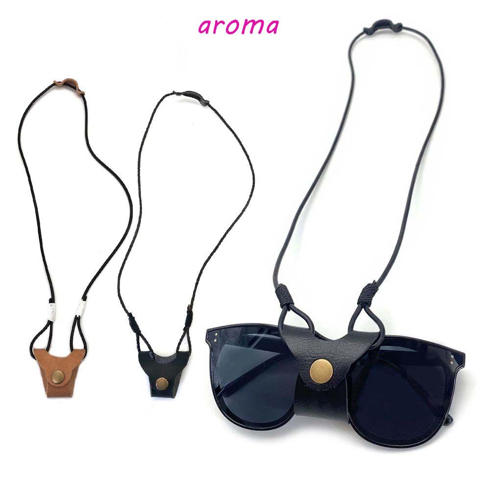 AROMA Túi Da Đựng Mắt Kính Có Kẹp Đeo Cổ Thời Trang Cổ Điển Cho Nam Và Nữ