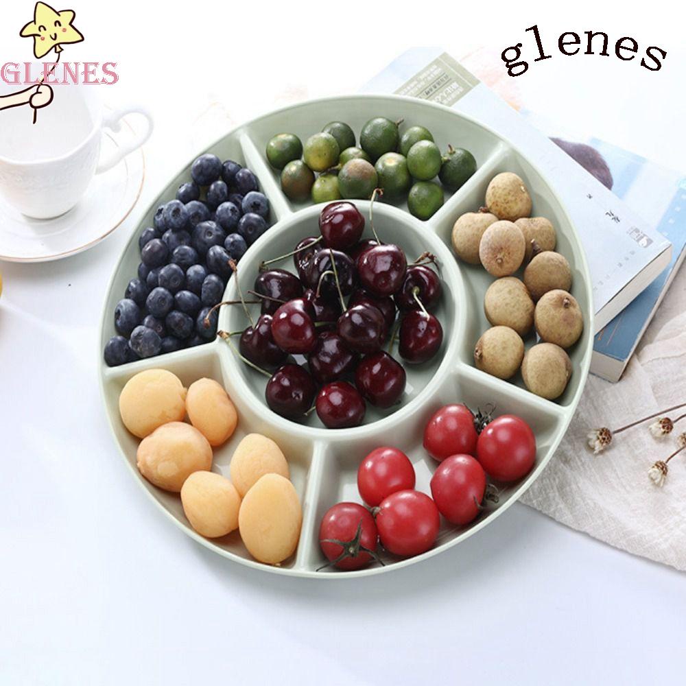 GLENES Khay Tròn Chia 6 Ngăn Đựng Thức Ăn Tiện Dụng