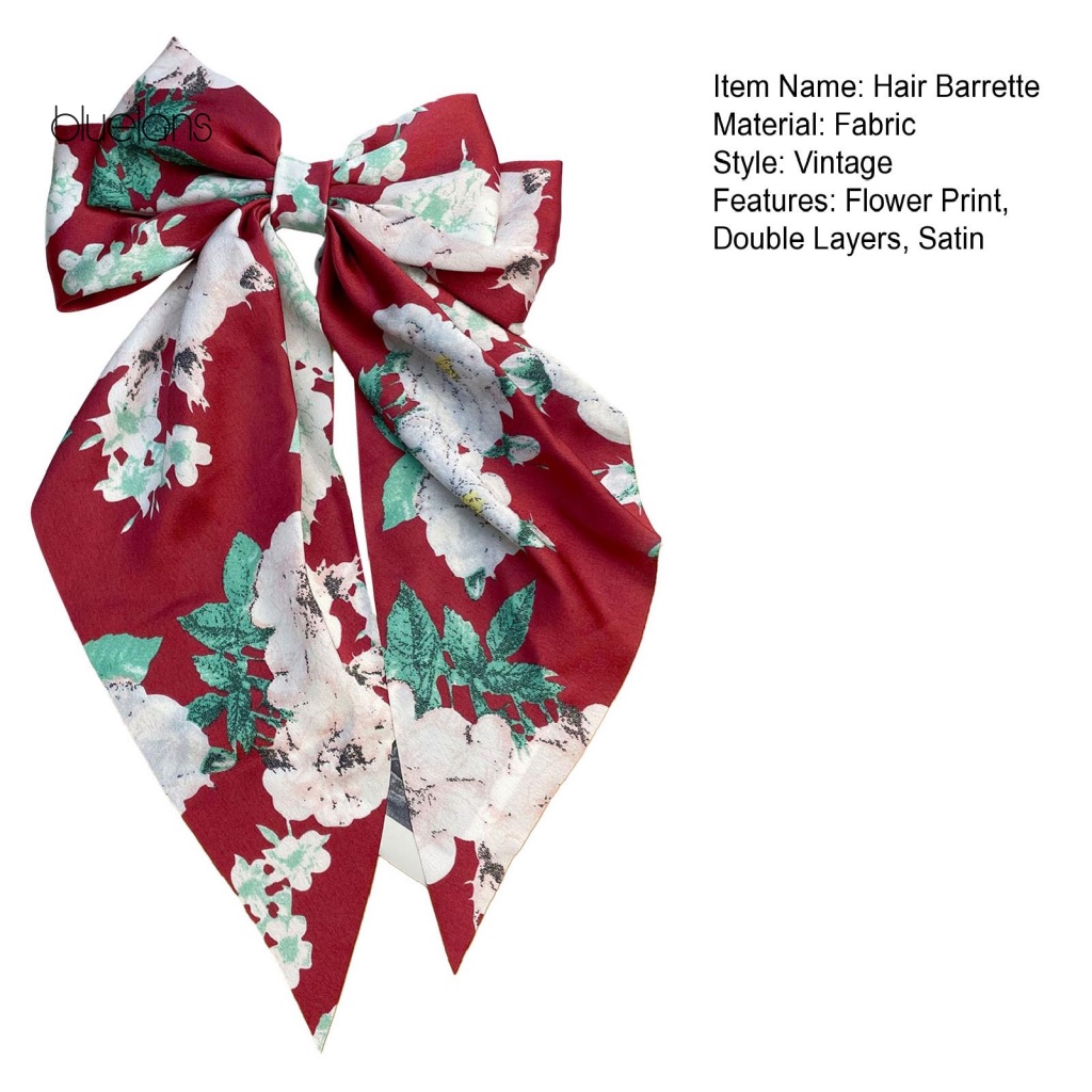 Kẹp Tóc Nơ Hai Lớp In Họa Tiết Hoa Xinh Xắn Dành Cho Nữ