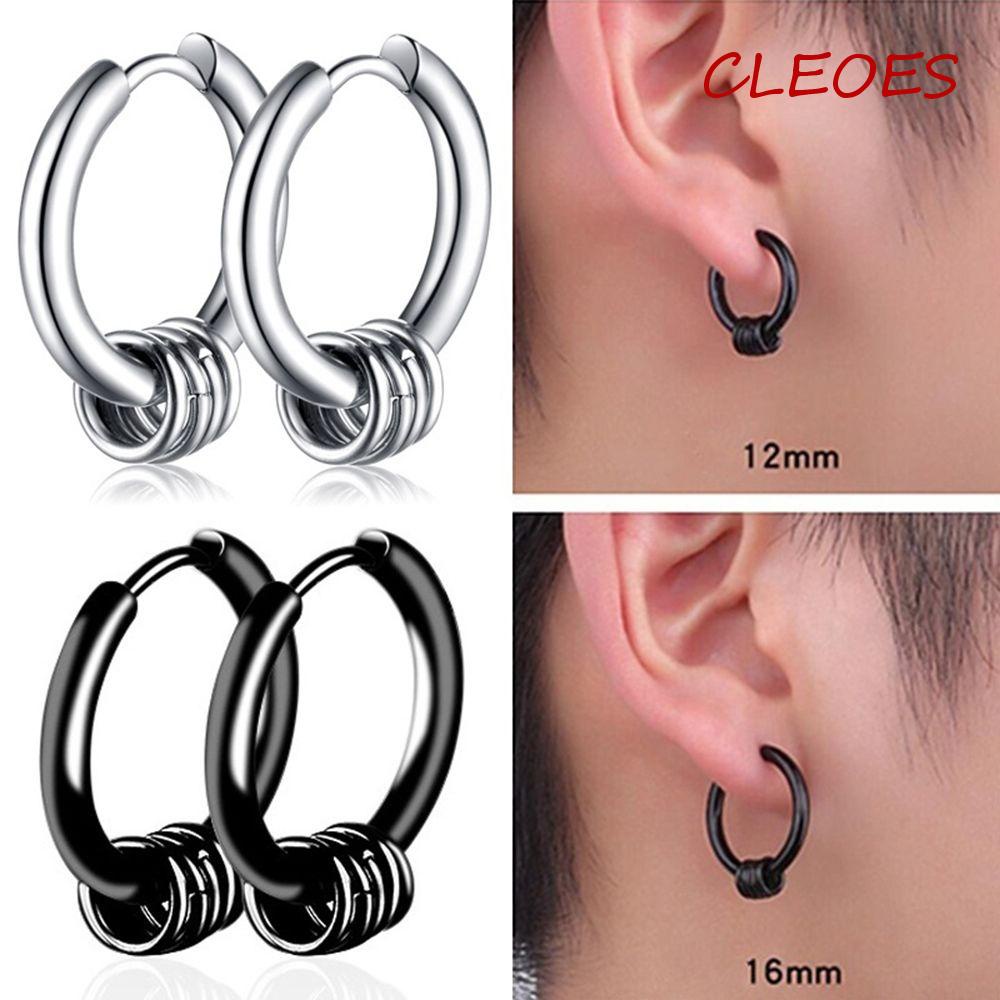 CLEOES Bông Tai Tròn Bằng Titan Không Gỉ 10-18mm Thời Trang Dành Cho Nữ