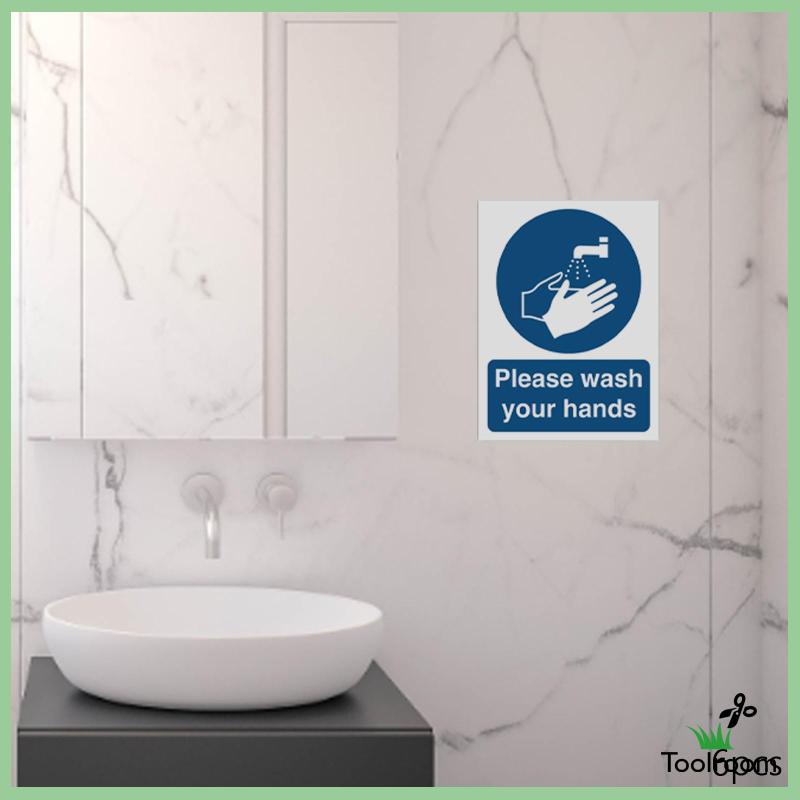 Bộ 6 Miếng Dán Biển Báo Rửa Tay Cho Nhà Vệ Sinh