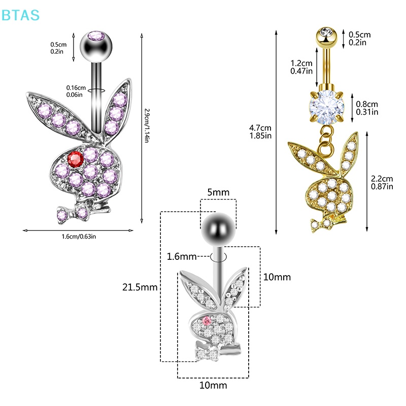 Khuyên Rốn Hình Thỏ Hoạt Hình Bằng Thép Không Gỉ Cho Nữ