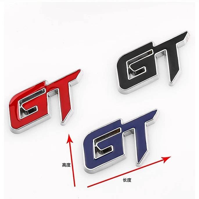New Car Personality Stereo GT Bumper Stickers Metal Car Logo Rear Badge Car Body Sticker GT Side Seam Label Creative Stickers ubk5