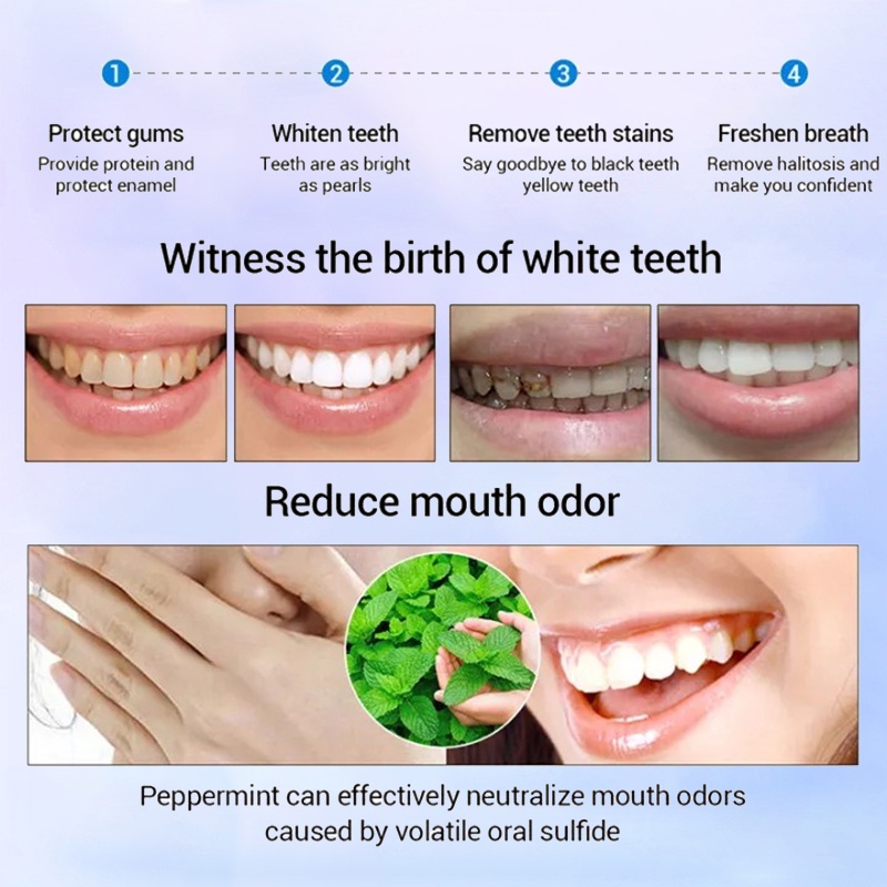 100G Kem Đánh Răng Trắng Hơi Thở Kem Đánh Răng Niacinamide Răng Màu Xấu Loại Bỏ Vết Bẩn Chăm Sóc Răng Hơi Thở Tẩy JULYSTAR