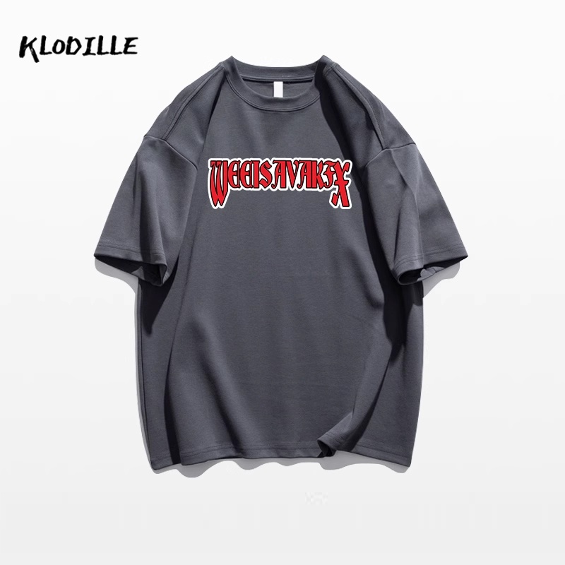 KLODILLE  Áo Thun Tay Ngắn Dáng Rộng Chất Liệu 100% Cotton Cao Cấp Thời Trang Theo Phong Cách Hàn Quốc Cho Nam Local Brand