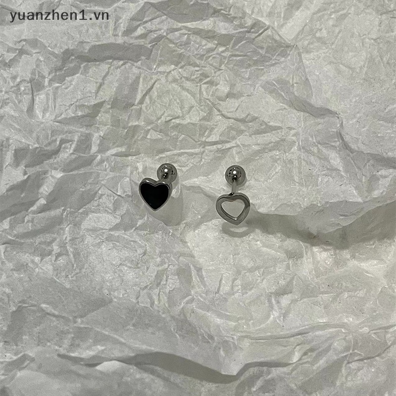 1 Khuyên Tai Dạng Xoắn Ốc Khoét Lỗ Trái Tim Đơn Giản Cho Nữ