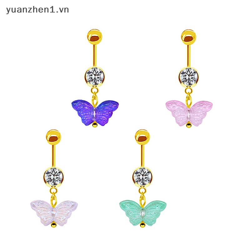 Khuyên Rốn Hình Bướm Đính Đá Bằng Thép Không Gỉ Thời Trang Cho Nữ
