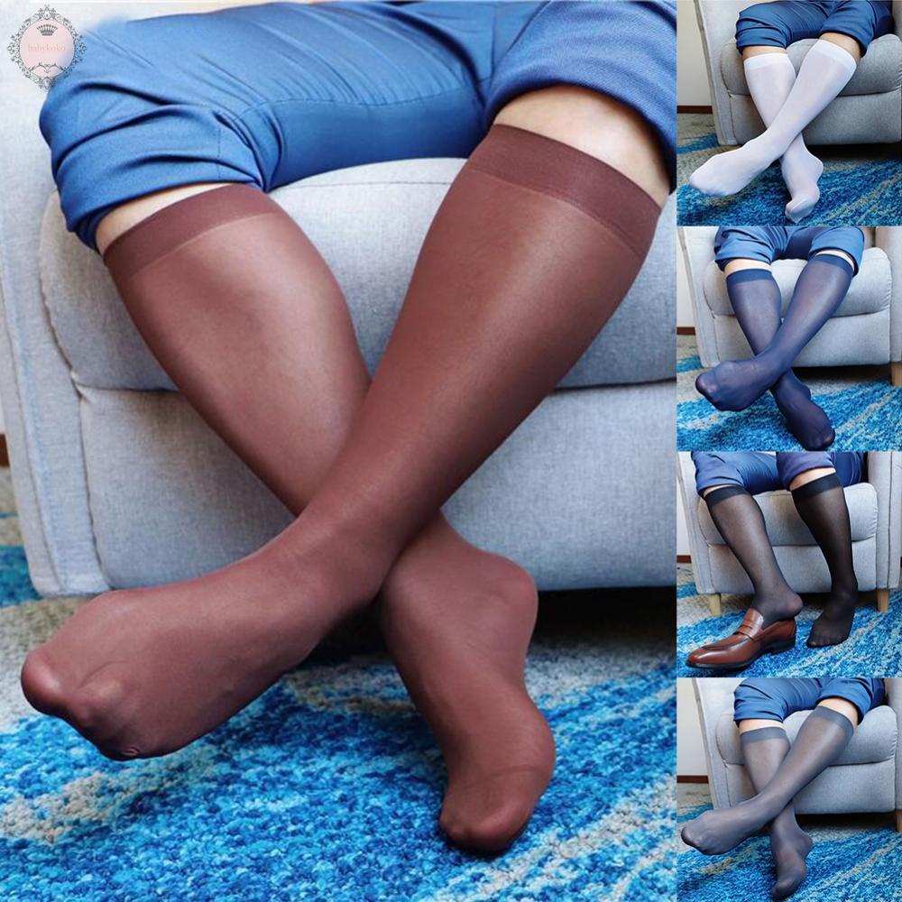 Socks Men Knee Men\'s Mens Mesh Nylon Silky Plain Sexy Sheer Stockings