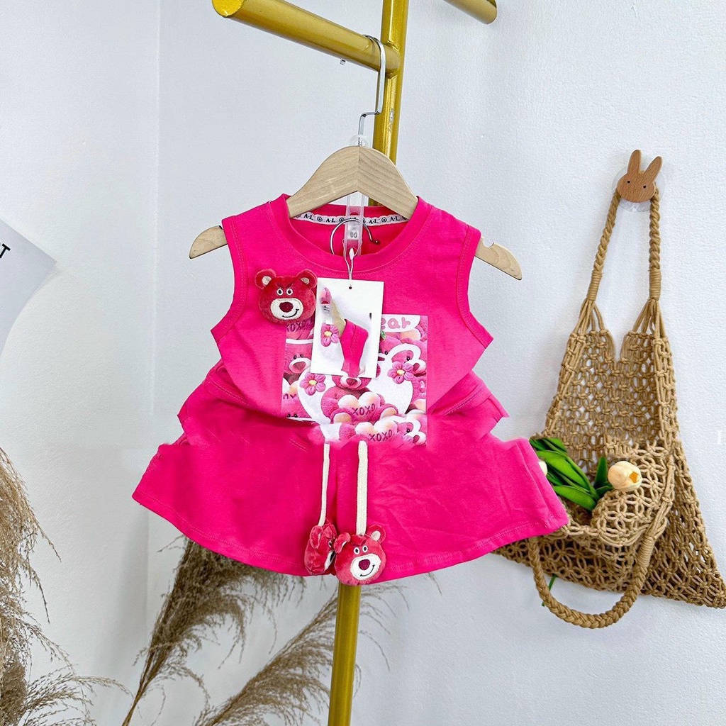 bộ quần áo bé gái hình con gau cho bé gái