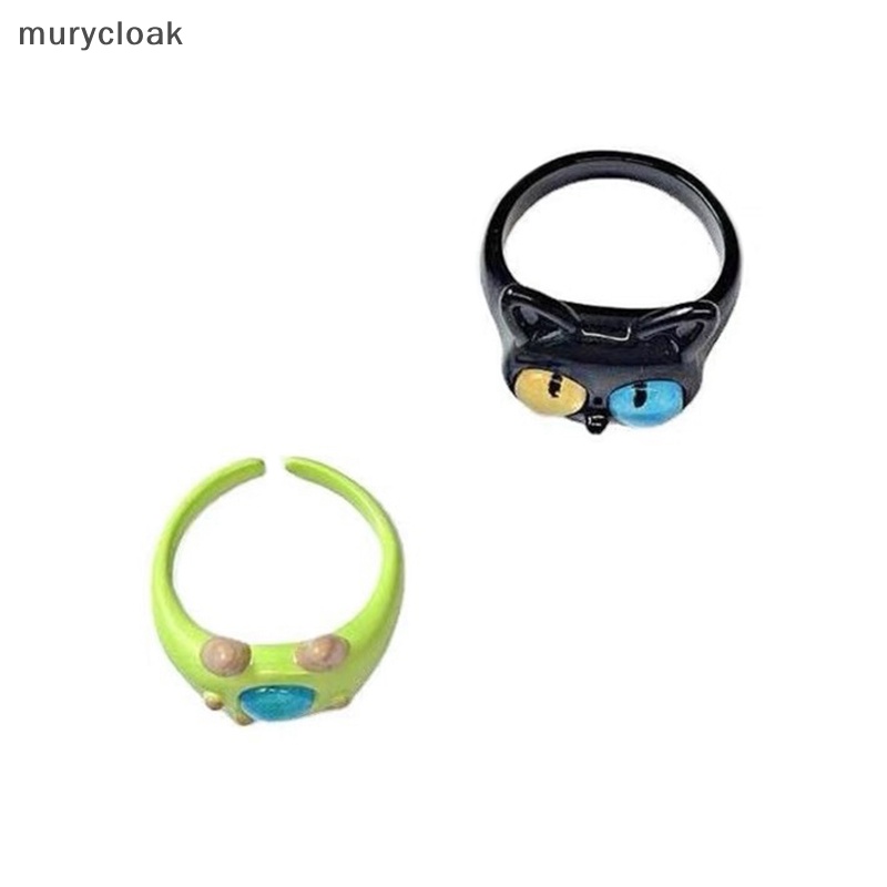 Nhẫn Cưới Dạng Mở Hai Màu Hình Mắt Mèo Dễ Thương Dành Cho Cặp Đôi