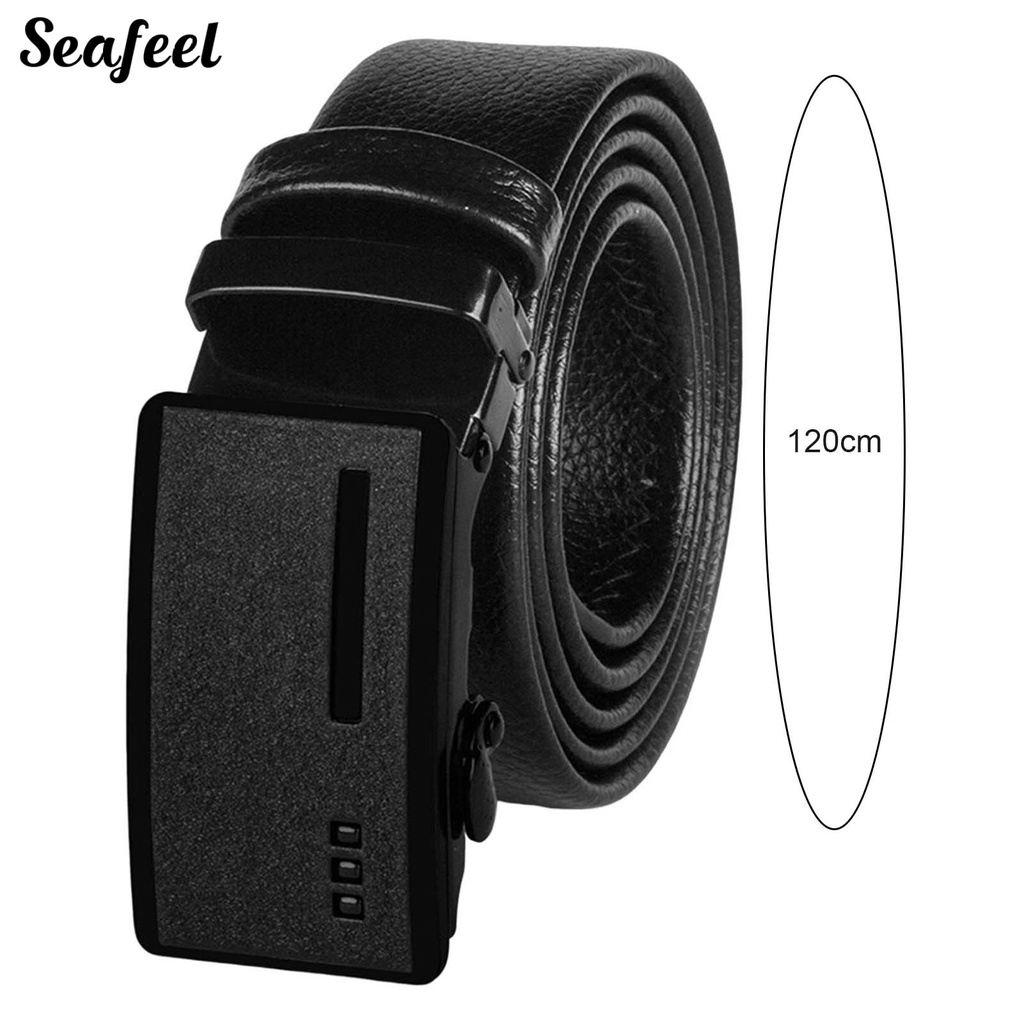Thắt Lưng Da Màu Trơn Chống Trầy Xước Có Khóa Tự Động Điều Chỉnh Được Cho Nam